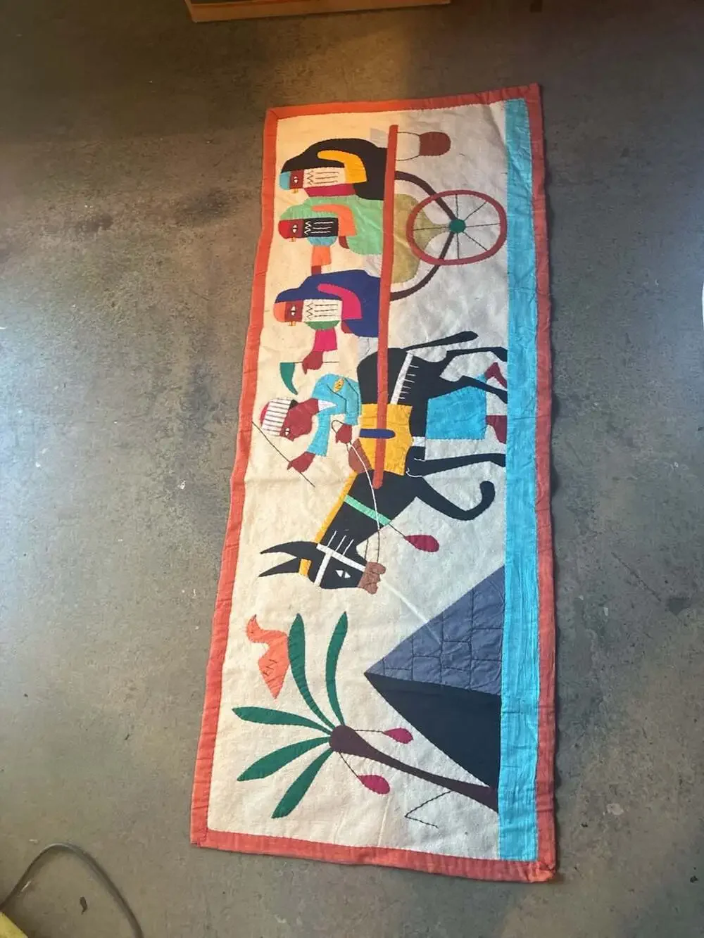 Lot of 7 VTG Handmade Egyptian Khayamiya Appliqué Textile Wall Hanging Tapestry